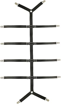 Bed Sheet Straps Adjustable Crisscross Sheet Clips Suspenders to Keep Your Bed Tidy Black
