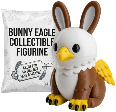 Eagle Bunny Collectible Figurine - Mythical Creature Desk Decor for Unique Gift and Display - 3D Printed in Canada image 5