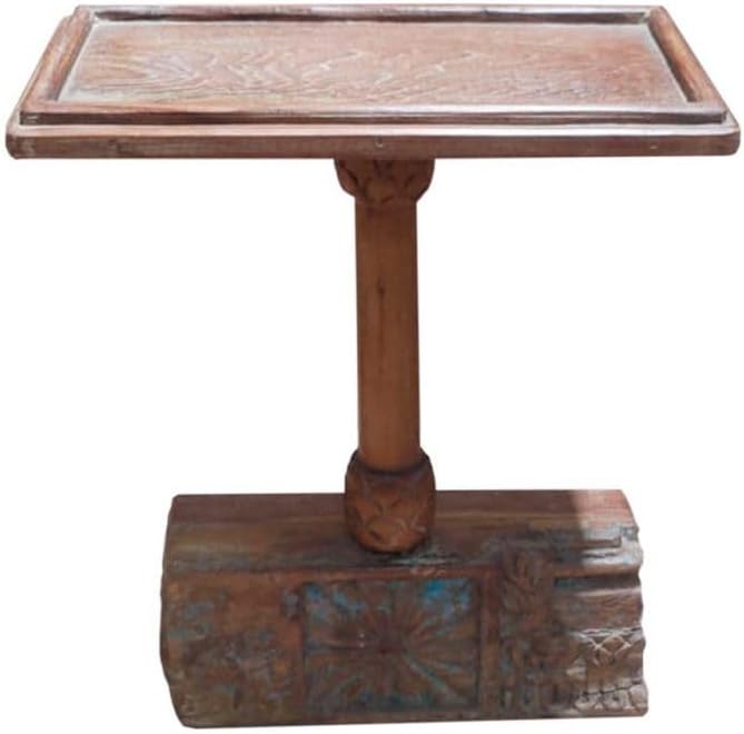 Miniatura 3 de Mesa Auxiliar De Centro De Madera Acabado Artesanal Marron