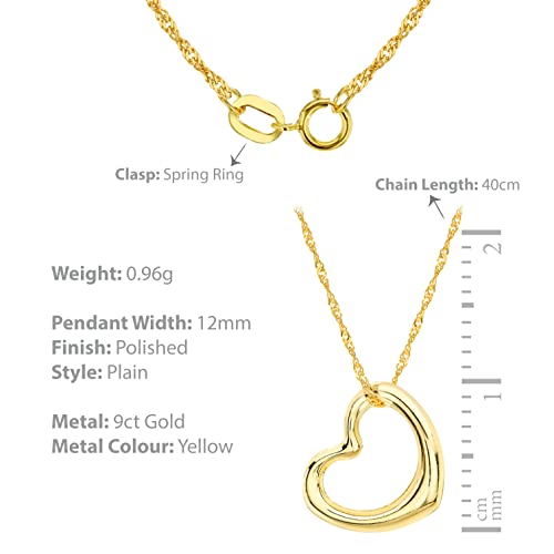 Collar de Oro Amarillo 9 Quilates con Corazón 41 cm