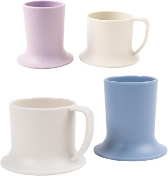 Kids Tumbler and Teacup | 4 Cup Set 6 & 7 Oz Sippy Cups Dishwasher/Microwave Safe 3.5" x 4" | 4 Wide Base Toddler Cups Polypropylene Plastic Dinnerware Set | Open Sippy Cup for 6+ Month Old