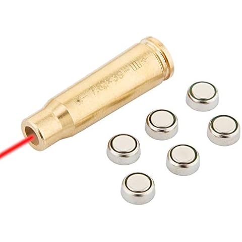 7.62×39 Laser Bore Sight, Red Dot Bore Sight with 6 Batteries（2 Set Batteries） Cover