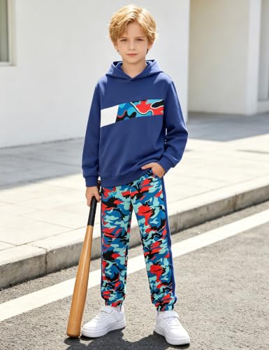 Image of Boys Clothes Boy Outfits 2-Piece Long Sleeve Hoodie and Camouflage Pants Boys Fall Winter Clothes for 6-16 Years