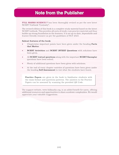 Image of Full Marks Science Complete Study Material Class 7 | Based on CURIOSITY New NCERT Textbook and CBSE Syllabus | Includes Chapterwise Summary, Solved Q /A, Practice Papers and More