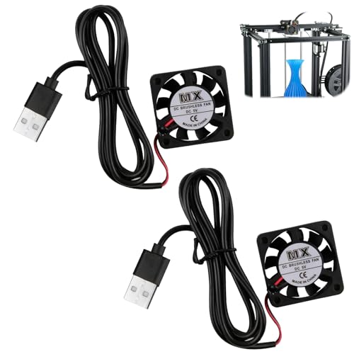 2Pcs 40x40x10 mm DC 5V Mini ventilateurs refroidissement, USB Silencieux avec Câbles, Ventilateur Petit et Efficace pour Appareils Électroniques et...