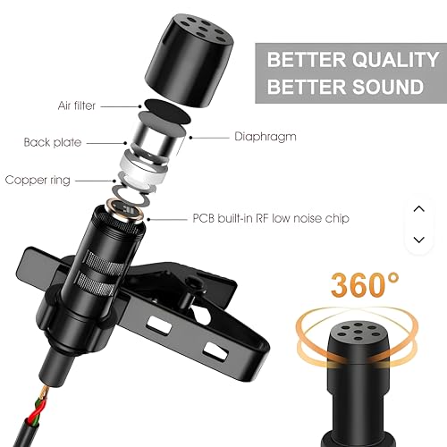 Image of 3.5mm Clip-On Microphone - Clear Voice Recording Mic for YouTube, Interviews & Vlogging - Universal Collar Mic for Mobile, PC & Laptop with Noise Reduction (AU-500 3.5mm)