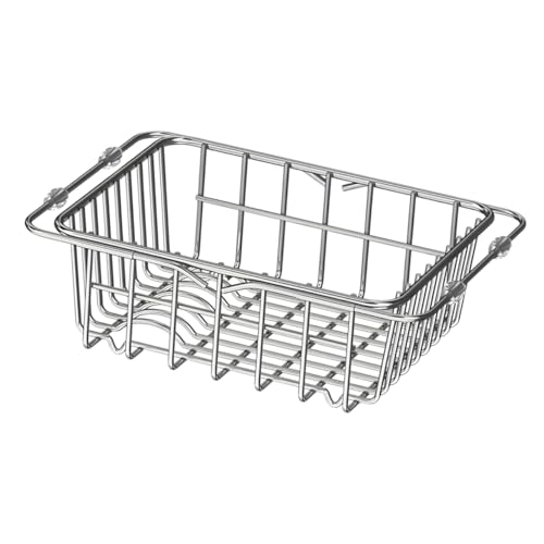 Scolapiatti in Acciaio Inossidabile Espandibile con Posate e Scolapiatti da Lavello Organizer Multifunzionale per Asciugatura e Sgocciolamento Design e Antiruggine