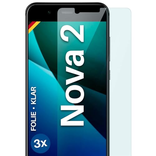moex FlexProtect Schutzfolie für Huawei nova 2 Bildschirmschutz Folie Ultra-klar HD 0,2 mm kompatibel mit jeder Hülle, Anbringen ohne Blasen, Handyfolie Extra Kratzfest, 3 Stück
