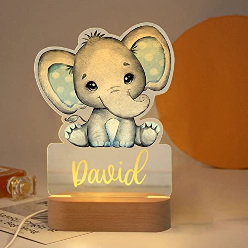 Souleather Personalised Name Baby Elephant Led Night Light, Girls Bedroom/Nursery, Baby Elephant Animal Night Light Up Table Desk Lamp #TOP2