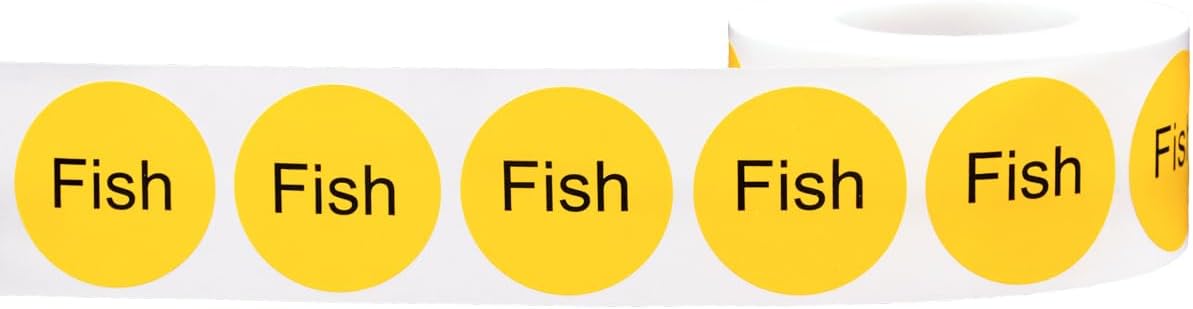 Yellow Fish Deli Labels, 1 Inch Round Circle Adhesive Stickers, 500 Food Rotation Labels Per Roll for Delis, Restaurants, Food Prep, and Kitchen Organization – Made in the USA image 2