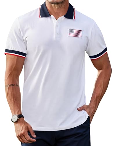 Arvilhill American Flag Independence Day Polo Men'S Performance Golf Shirt For Summer Celebrations