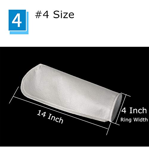 4 Inch Ring Polypropylene Felt Filter Bag 75 Micron 4" x 14" Liquid Aquarium Filter Socks Size 4 - Pack of 2 (4" x 14", 75 Micron)
