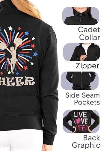 Image of STRETCH IS COMFORT Girls & Women's Jacket | Techno Stretch Cheer Sparkle No-Flake Glitter & Fun Prints | YXS - A4XL