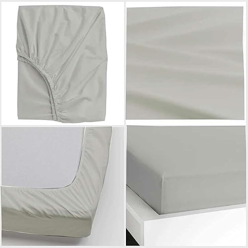 Miniatura 2 de Crown Collection Sábana bajera ajustable de 600 hilos, 100% algodón egipcio, 1 pieza con bolsillo profundo de 12 pulgadas, tamaño King, color gris