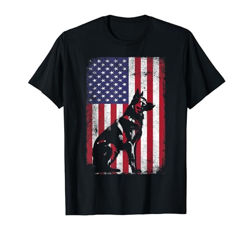 Patriotic German Shepherd American Flag Dog Mom Dad Love Pet Camiseta