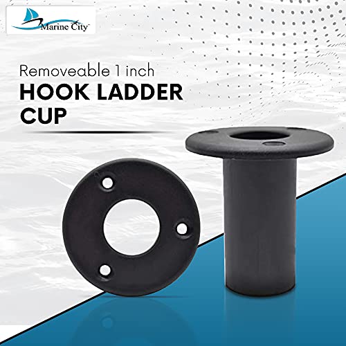 Marine City Removable 1 Inch Hook Ladder Cup Mount Ladder Easy Install And Replace Tube Insert Plugs For Telescoping Pontoon Ladder Tube (2 Per Pack) #TOP1