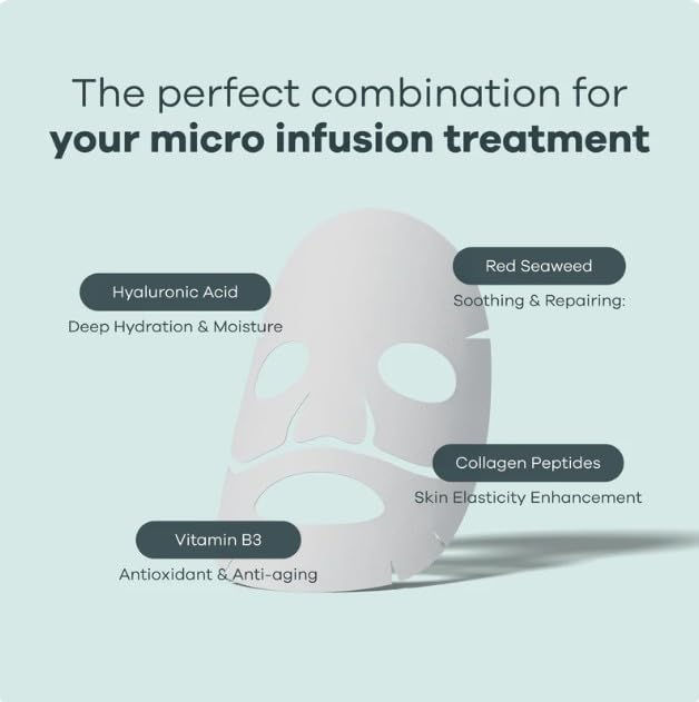 Seranova Collagen Face Mask with Hyaluronic Acid, Vitamin B3 & Red Seaweed – Hydrating, Firming & Brightening Sheet Mask for Radiant, Refreshed Skin - Image 2