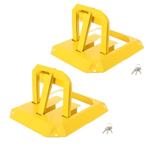 ECUTEE Bloccaggio Parcheggio 2 pezzi Barriera Parcheggio con 6 Chiavi, Paletti di Parcheggio Pieghevoli, Serratura Universale per Parcheggio in Garagee Vialetto Parcheggi