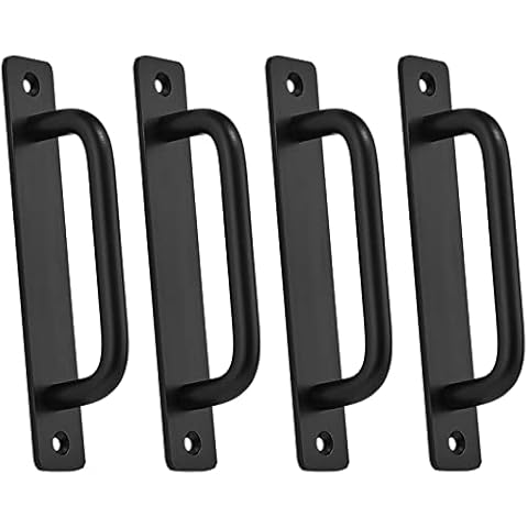 4Pack Black Sliding Barn Door Handles Push Pull Bar Handles Wooden Door Glass Door Handles Heavy Duty Aluminum Doors Steel Gate Handles Cover