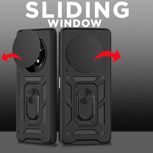 Image of Luxe Back Cover for realme P1 5G / realme 12+ 5G / realme Narzo 70 Pro 5G | D10 Tough Armor Case | Sliding Camera Shield | 360 Protection | Kickstand Ring Holder | Military-Grade Bumper Case