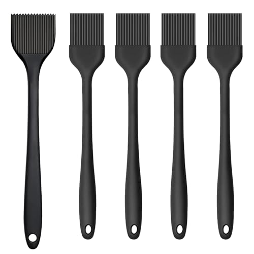 5 Pcs Cepillo para Repostería [Grande+Pequeño] Cepillo para Hornear de Silicona,Fácil de Limpiar Cepillo de Silicona para Parrilla,Fácil de Limpiar Pincel Silicona Cocina para Cocinar,Barbacoa