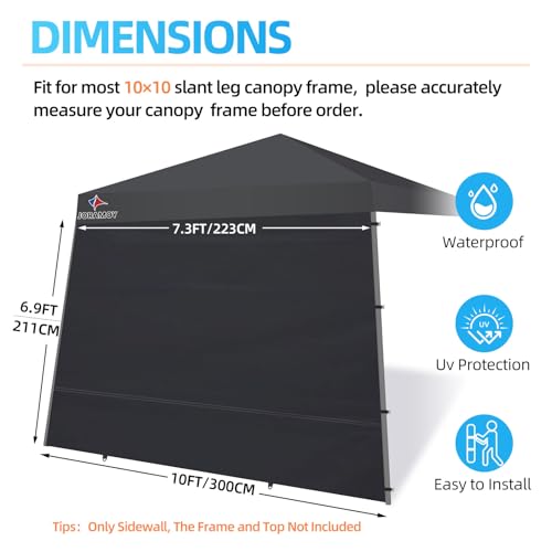 image for Joramoy Canopy Tent Sidewalls for 10×10 Slant Leg Pop Up Canopy Frame
