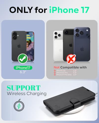 Coque iPhone 17 étui portefeuille housse cuir antichoc de 6,3 pouces - 2