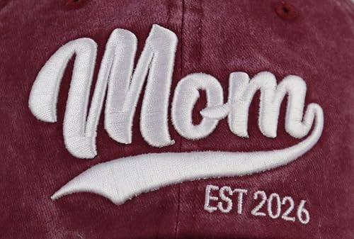 Image of 2PCS Mom and Dad EST 2026 Hat, 3D Embroidered Adjustable New Parents Gifts Baseball Cap