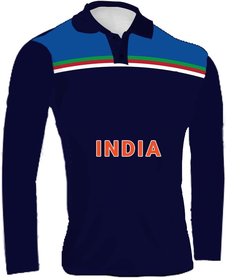 India Team Jersey 2021 Full Sleeve t20 World Cup ODI for Men with Team Name Name and Number Printed | Cricket Sports Jersey | Cricket Jersey with My Name Official DOdr1008-C901190-C-WH