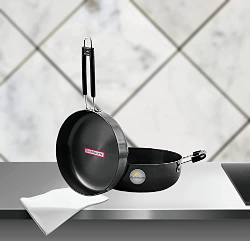 Flixbloom Premium Hard Anodised Black Cookware Sets Induction and Gas Stove Compatible Set of 2 (Kadai with Frying Pan) Combo Pack (Kadhai (3.2L) Frying Pan (2.2L))