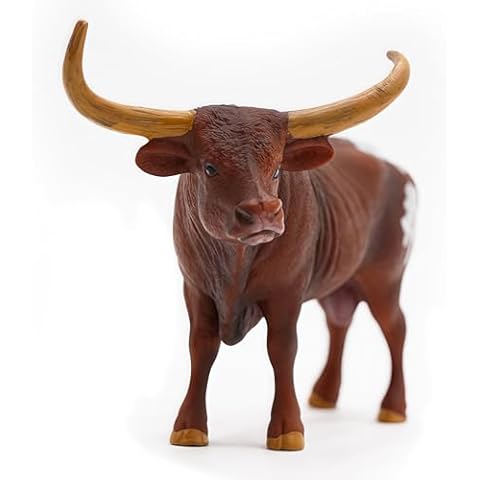 Gemini&Genius Farm Animal Toys, Longhorn Cow Action Figure, Hand Painted, 6 Inches Length, Realistic and Durable Farm Toys for Children Boys and Girls Gift (1067) Cover