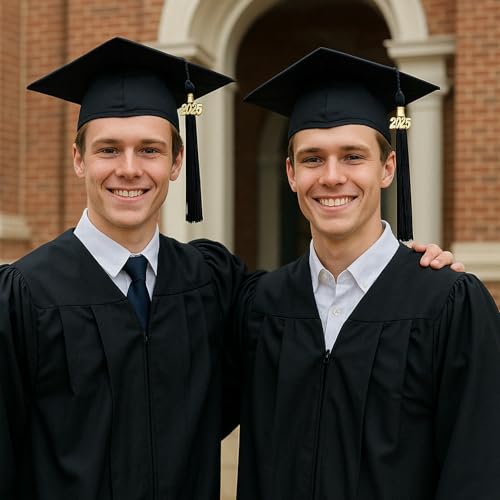 AHEJIOO Doktorhut mit 2025 Quaste - Verstellbarer Abschluss Hut Bachelor Geschenk Graduation Hat in Schwarz