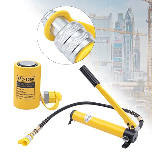 10 ton Hydraulic Ram Jack w/CP-180 Hydraulic Hand Pump, Industrial Super Thin Lifting Jack, Multi Section Jack for Machinery Shipbuilding etc