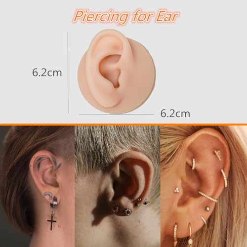 Silicone Model Body Part Displays Set, Yuelong 7pcs Soft Body Piercing Practice Model Kit with Display Holder,Ear Nose Eye Mouth Tongue Belly Button Model for Piercer Practice Tool - Thumbnail 6