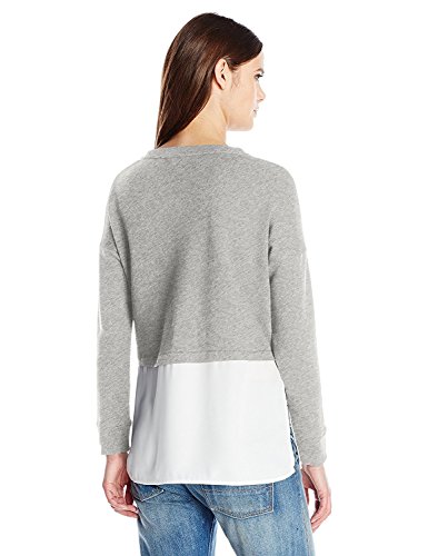 French Connection Women's Lerato Jersey Top, Light Grey Melange/Summer White, M #TOP1