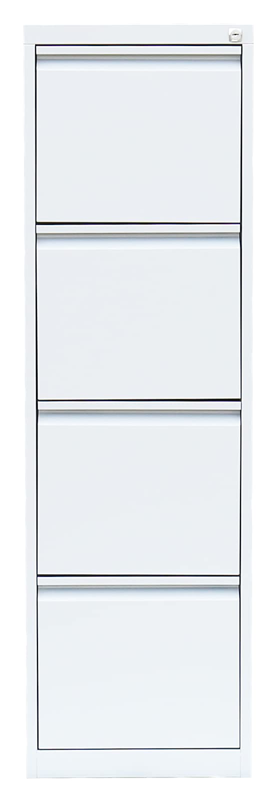 Lüllmann Büro Hängeregistratur in weiß komplett montiert 132x40x62cm (HxBxT) Hängeregisterschrank für DIN A4 Hängemappen mit 4 Schüben einbahnig 560417