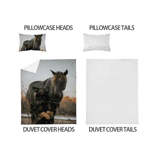 Housse de couette single microfibre imprimé 3D animaux zippée