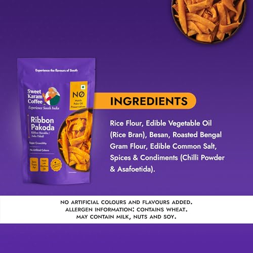 Image of Sweet Karam Coffee's South Indian Crunchy Combo Pack - Ribbon Pakoda & Special Madras Mixture | No Maida & No Vanaspati, Zero Trans Fat, Heart-healthy Oil | Authentic Taste of Tradition (95g Each)