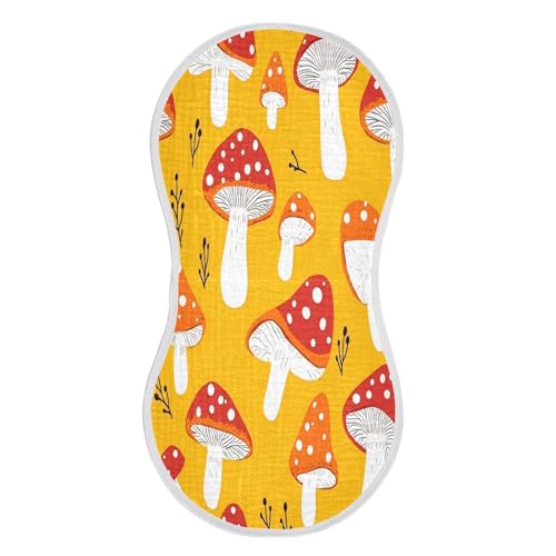 JUZIHAI 2Pack Mushrooms Baby Burp Cloths Soft Cotton Burp Rags,Super Absorbent Burp Cloth Bag for Newborn Baby Boys/Girls