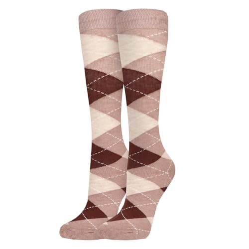 Image of Benefeet Womens Knee High Striped Checkered High Knee Socks Cotton Long Sports Tube Socks