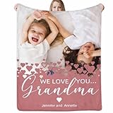 D-Story Custom Grandma Blanket Personalized Blanket with Photos Text Customized Picture Throw Blanket from Grandkids, for Grandma,Presents for Mom