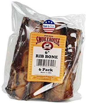 Smokehouse 785246 6-Pack Rib Bone Pillow Bag Food For Dogs, 6-Inch