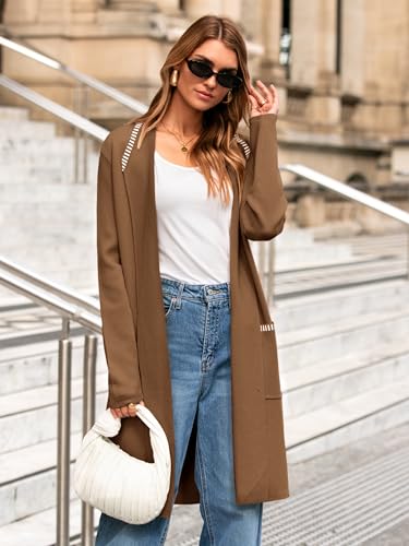 Simplee Women's Open Front Fall Cardigan Sweater Oversized Lapel Coatigan Knit Long Outwear Coat with Pockets2