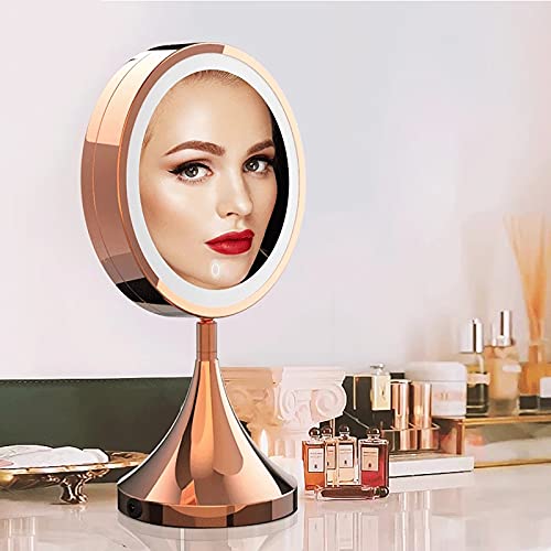 HFZY LED Make-up Spiegel Verstelbare Helderheid Touch Control Desktop Cosmetische Spiegels Draagbare 360 ° Rotatie… - Image 4