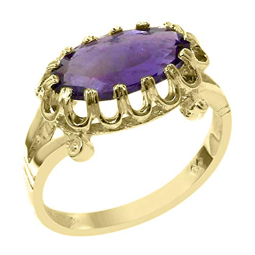 Bague de Luxe de Haute Qualité Or Jaune Massif avec Améthystes Véritables - Style Victorien -Taille 64 -Tailles 50 à 64