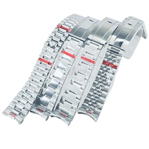 20mm Width 904L Solid Stainless Steel Watch Band Brushed Polished Oyster Bracelet Folding Buckle Glide Lock Clasp2