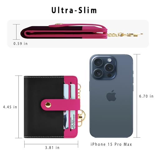Image of Airkit Small Wallet Women RFID, PU Leather Card Holder with Keychain | Slim Compact Zipper Coin Purse for Ladies, Travel Holiday Gifts for Mom, Cute Mini Bifold Wallets