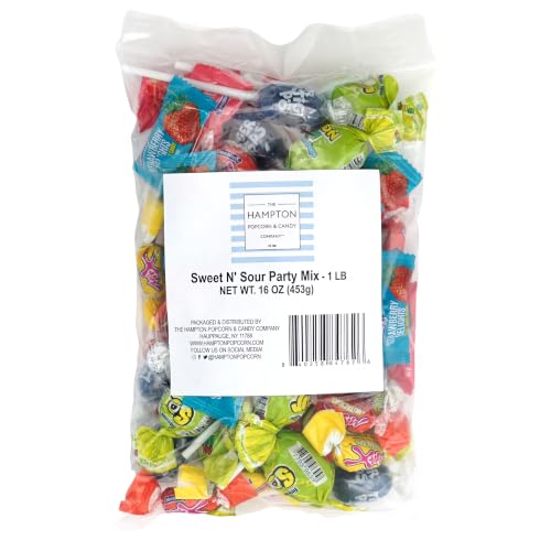 Image of Sweet and Sour Candy Variety Pack, 1 Pound Candy Mix, Individually Wrapped Bulk Candy, Party Mix Assortment, Pinata Stuffers, Candies For Goodie Bags