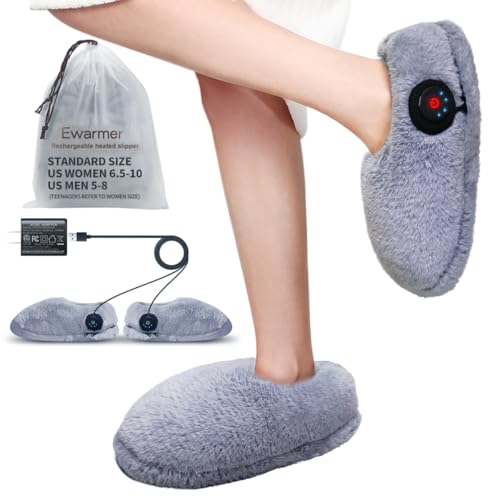 Ewarmer Reachargeable Foot Warmer for Cold Feet, Heated Boots Slippers for Women, The Next Generation Heating Boots (Grey Slippers, Standard)