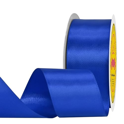 Image of Double Face Royal Blue Satin Ribbon 1-1 /2 inch X 25 Yards 100% Polyester Royal Blue Ribbon for Gift Wrapping Very Suitable for Weddings Party Hair Bow Invitation Decorations and More